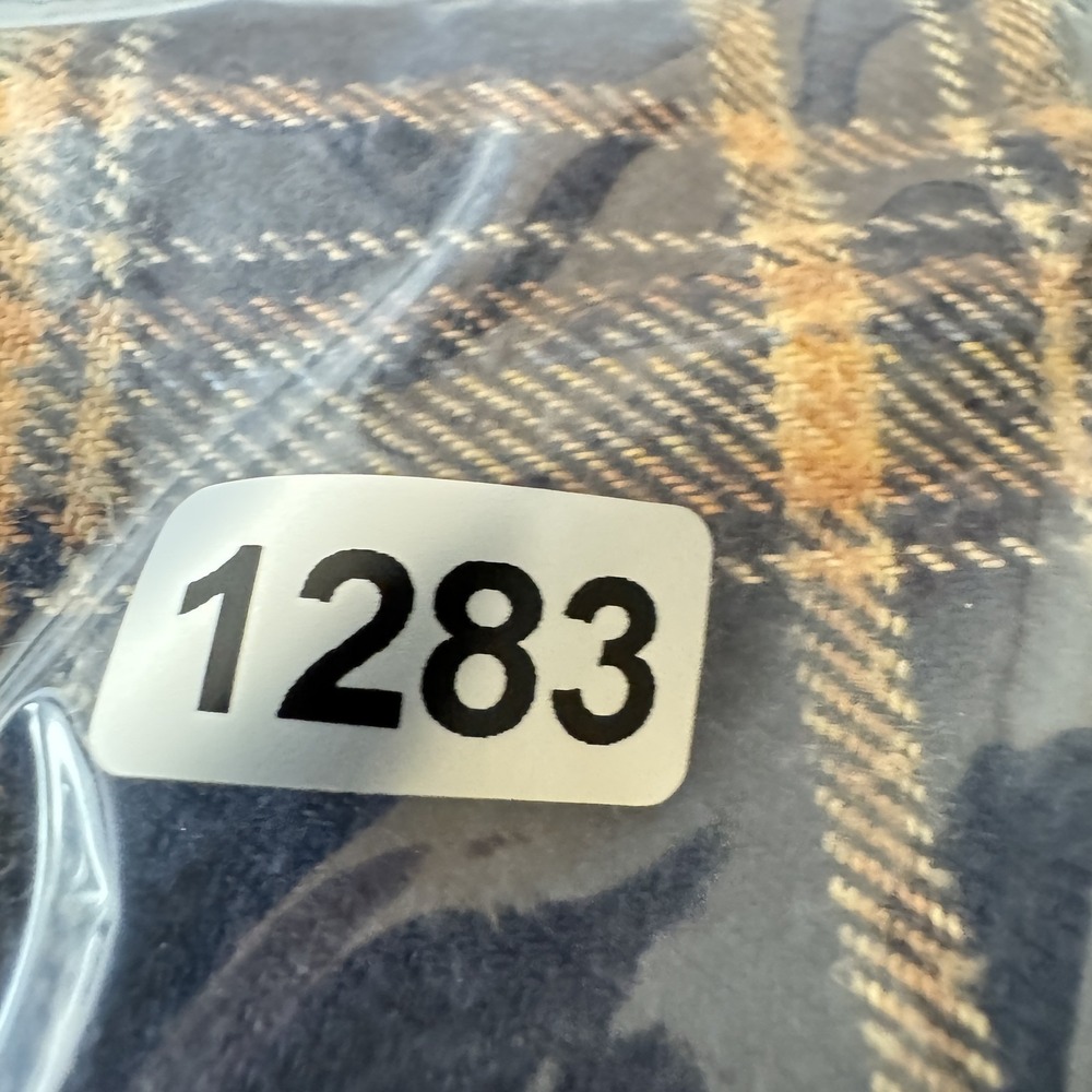 Carhartt Flannel Shirt Mens L Navy Blue Tan Plaid Cotton Workwear Long Sleeve - Picture 10 of 10